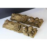 Pair of Gilt Carved Wooden Plaques in the form of Fruits and Foliage, 41cms long