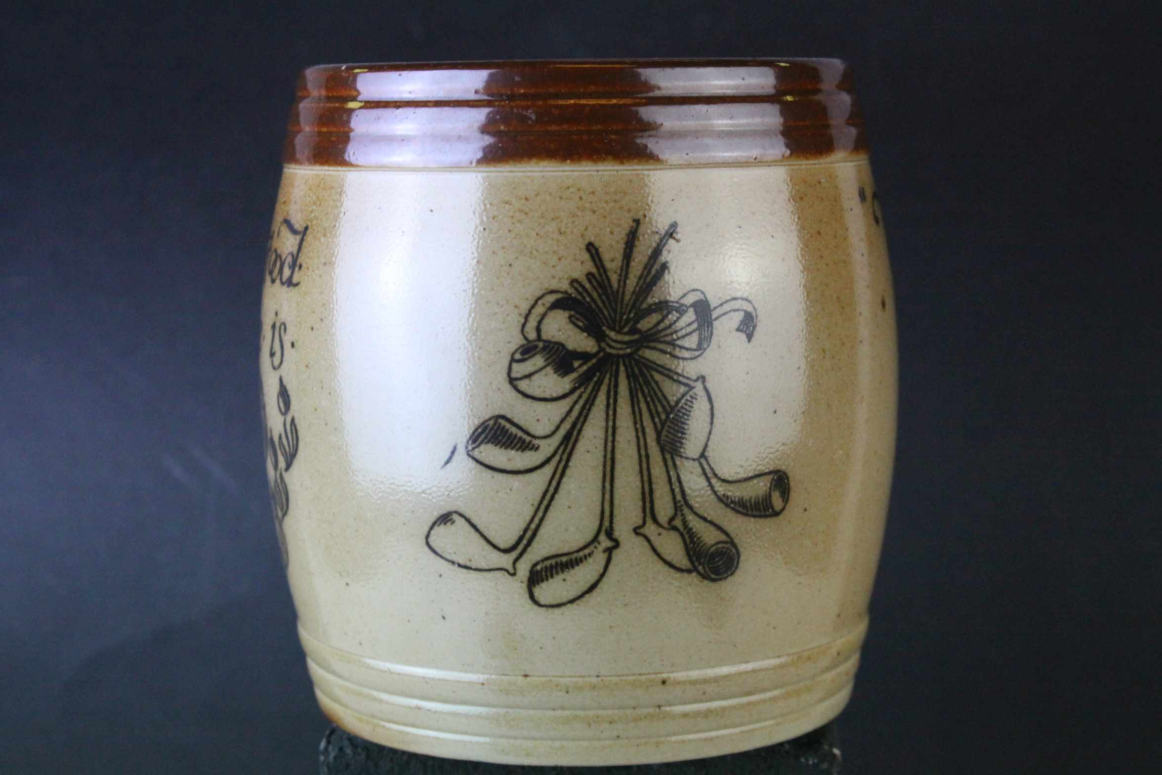 Late 19th Century Doulton Lambeth stoneware salt glazed tobacco jar with the motto `The value of - Image 8 of 11