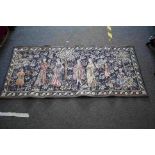 French Point de L'Halluin tapestry ' The Medieval Garden ' 70cms x 160cms with attached labels to