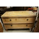 Low Pine Chest of Two Drawers with Bamboo Edging, with glass cover to top, 108cms long x 68cms high