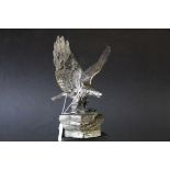 Sculpture of a Silver Plated Eagle on a Rock