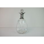 Dimple Glass Decanter with Silver Collar, Chester 1900, 24cms high
