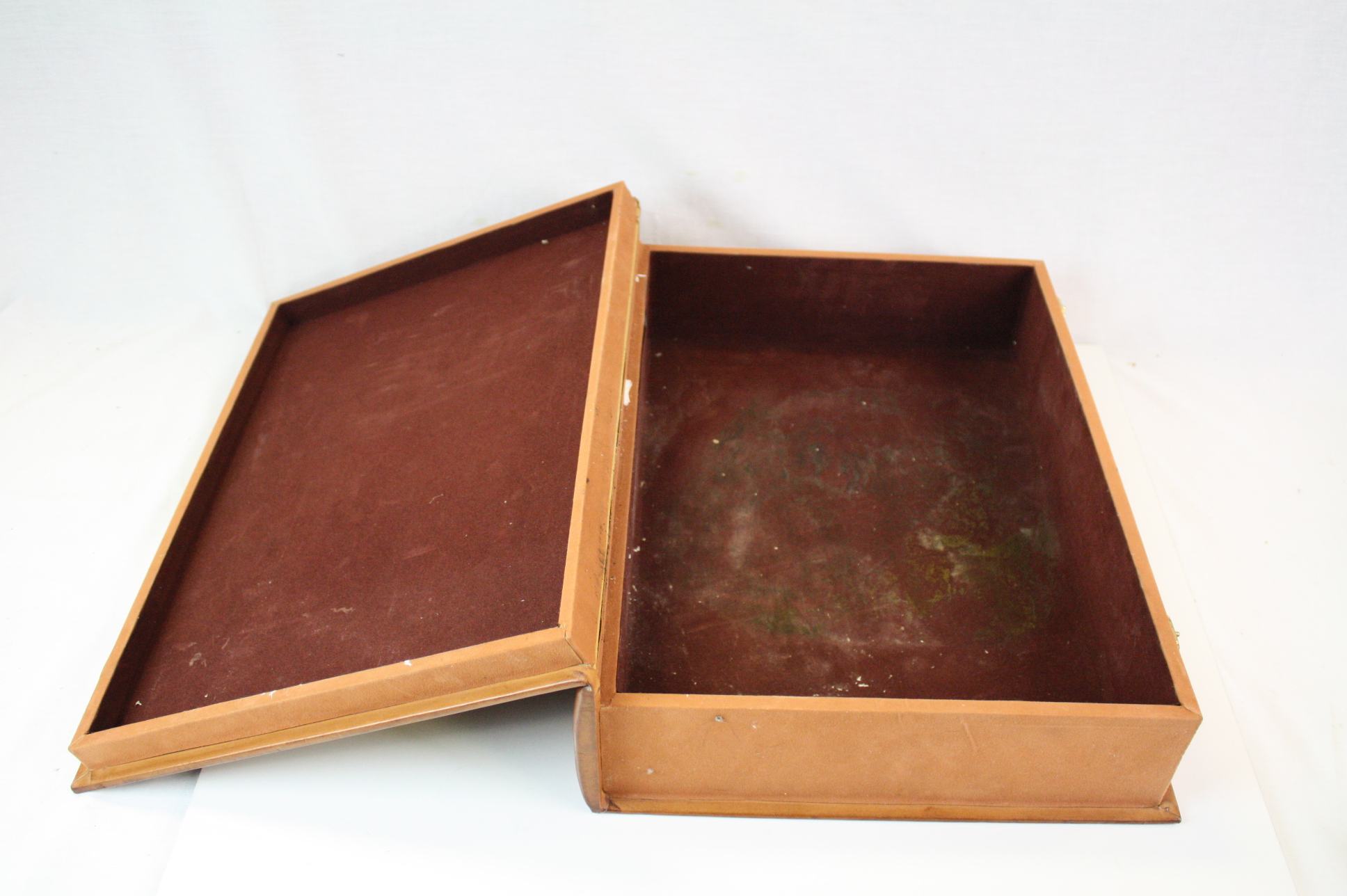 A vintage folding book rest a novelty box in the form of a book and a pair of brass candle sticks. - Image 7 of 7