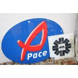 Large Plastic Garage ' PACE ' Advertising Sign, 149cms long and one other sign