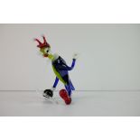 Murano Style Coloured Glass Model of a Cricket with a Bowling Ball,10cms high