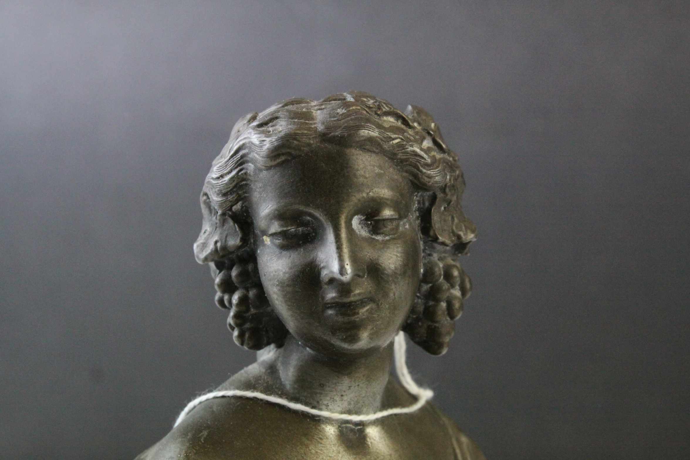 Two 19th century Spelter Busts of Classical Ladies, 14cms high - Image 7 of 8