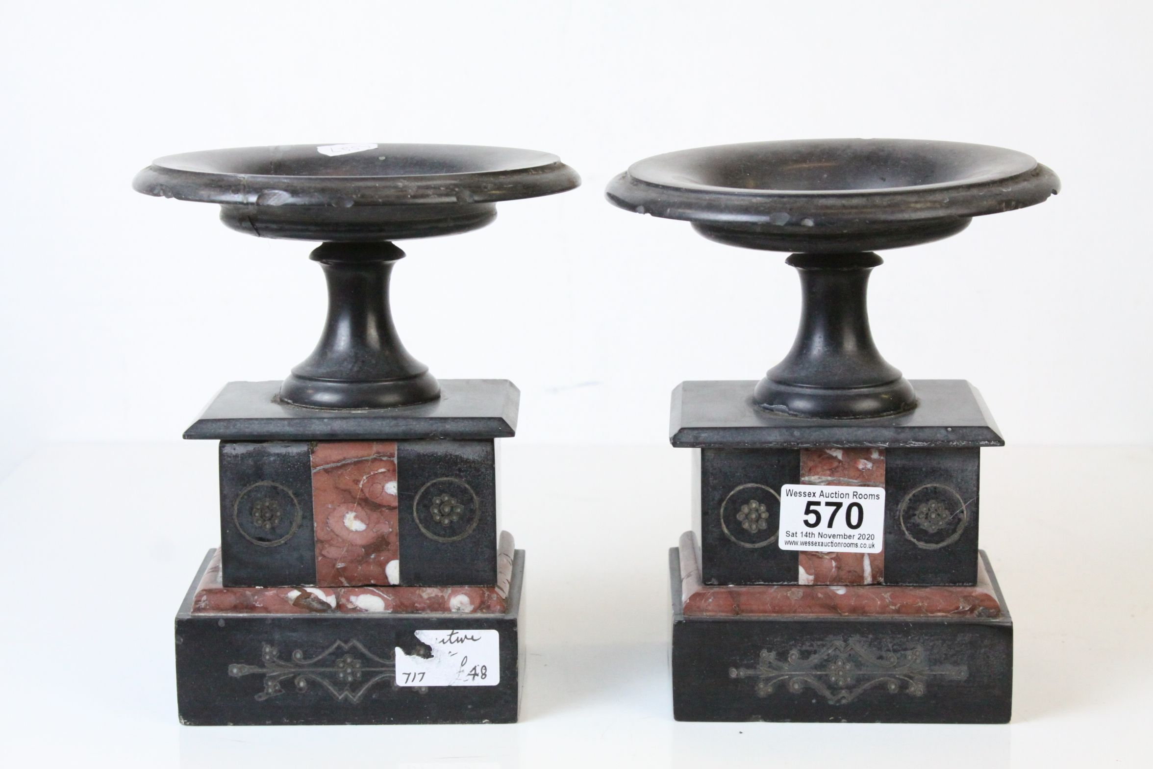 Pair of Slate and Marble Garnitures - Image 2 of 4