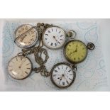 Collection of Five Pocket Watches including Two Silver Cased (both a/f) and a Waltham