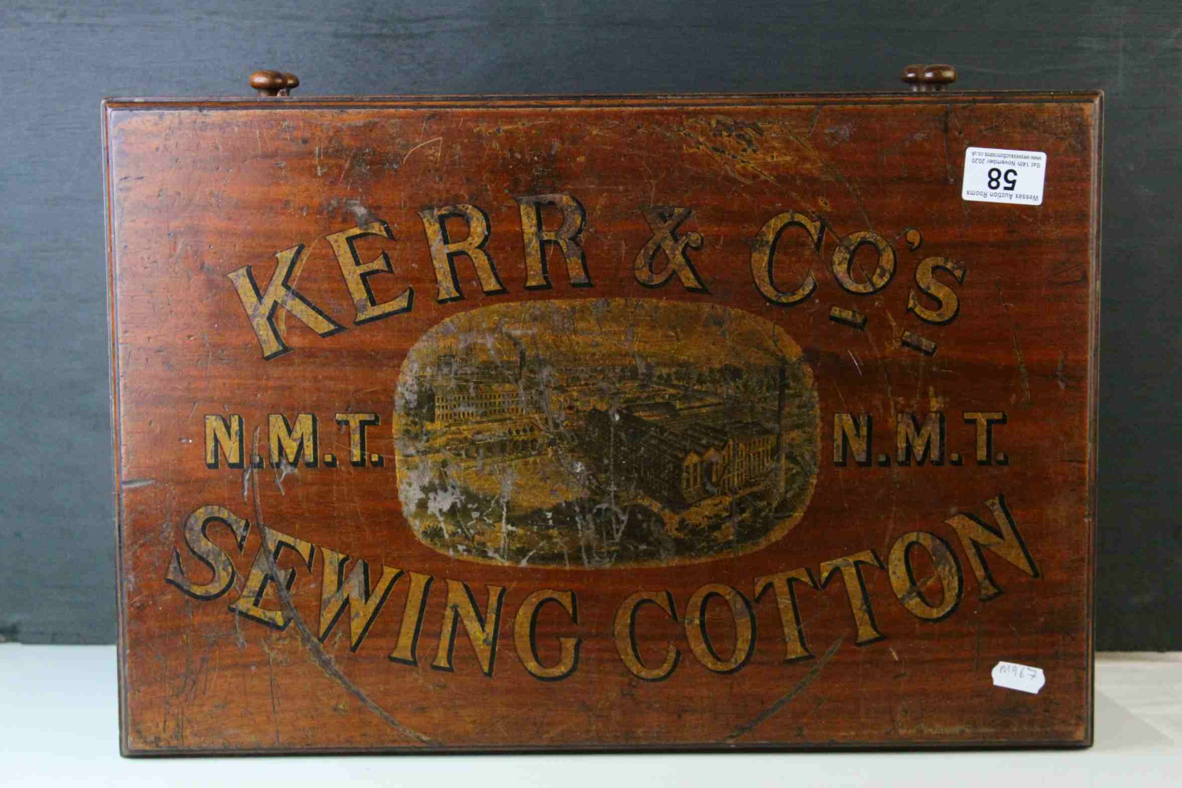 Early 20th century Haberdashery Advertising ' Kerr & Co N.M.T ' Sewing Cotton Cabinet of Two - Image 3 of 10