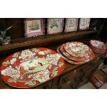The remanents of a 19th century Staffordshire Pottery Part Dinner Service comprising a Turkey Plate,
