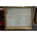 Hand written Indenture dated 1837 with seals, 57cms x 75cms, framed and glazed