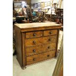 Victorian Mahogany Scottish Chest of Two Short over Three Long Drawers, 125cms wide x 111cms high