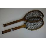 An early 20th century fish tail tennis racket THE MATCH together with a Gardiners Best Model