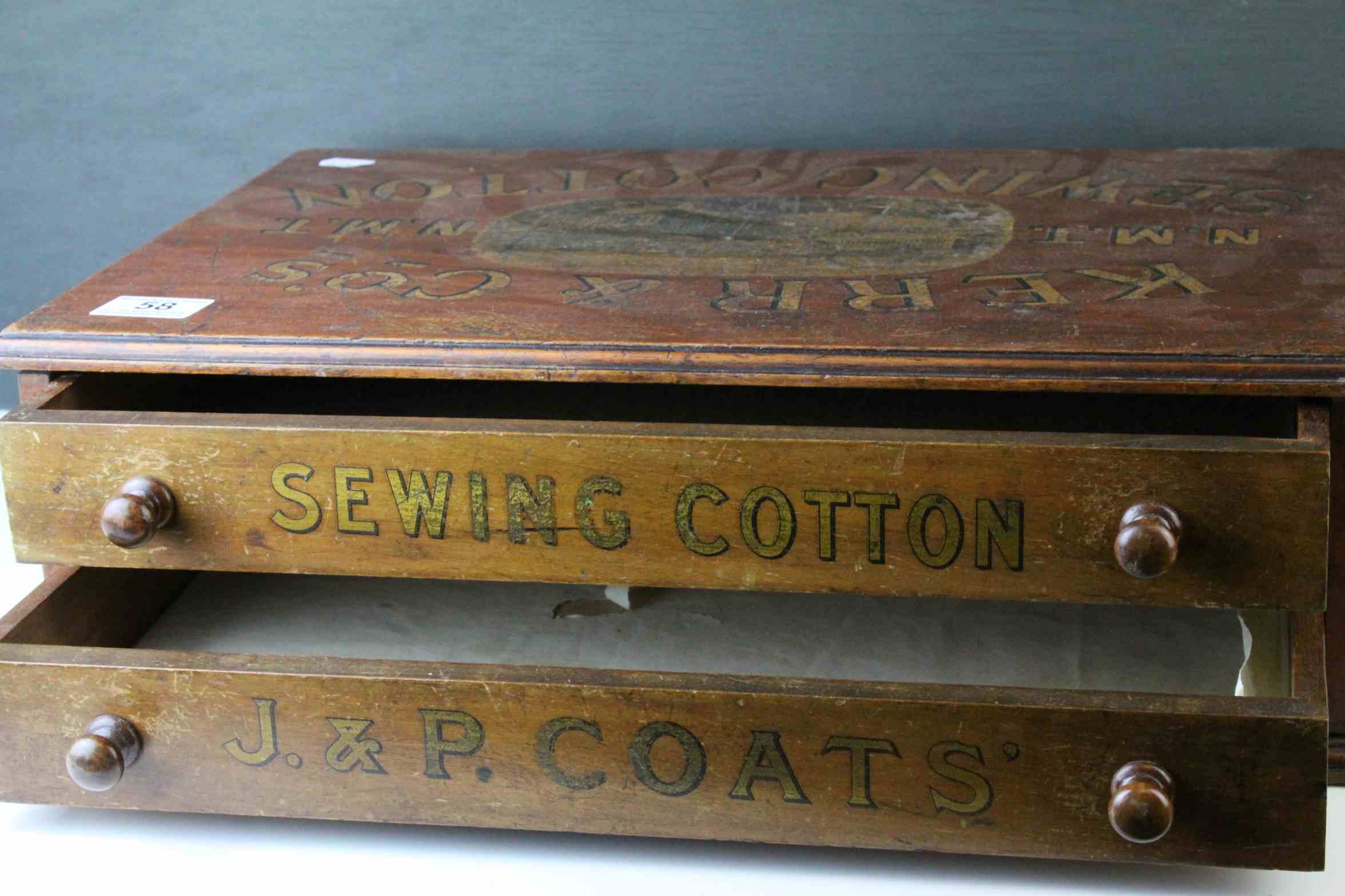 Early 20th century Haberdashery Advertising ' Kerr & Co N.M.T ' Sewing Cotton Cabinet of Two - Image 7 of 10