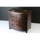 Early 19th century Mahogany Apprentice Piece in the form of a Bow Fronted Chest of Drawers, 30cms