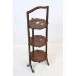 1930's / 40's Oak Three Tier Folding Cakestand with beaded edge, 84cms high