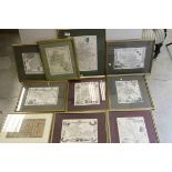 Ten Framed and Glazed Maps including ' The Road from the City of Salisbury com. Wilts to Campden