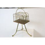 Victorian Style ' Jans of London ' Brass and Mahogany Magazine Rack raised on a swivel tripod