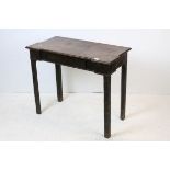 Chinese Chippendale Style Mahogany Side Table, the shaped top over a single drawer, raised on square