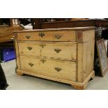 19th century Continental Pine Chest of Three Long Drawers, 103cms long x 66cms high