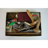 Mixed Sewing Collectables including Tartanware Needlecase, other Bone and Wooden Needlecases,