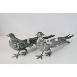 Pair of Silver Plated Models of Pheasants
