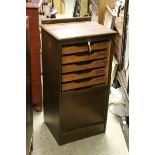Edwardian ' Abbess ' Oak Office Filing Cabinet, the drop down tambour front opening to reveal Nine