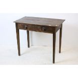 George III Oak Side Table with single drawer and raised on square legs, 90cms long x 75cms high