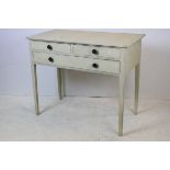 Painted Pine Side Table with Three Drawers, 92cms long x 76cms high