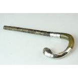 Silver Hallmarked and Horn Walking Cane Handle, London 1901