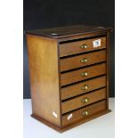 Table Top Collectors Cabinet with Six Felt Lined Drawers, 27cms wide x 34cms high