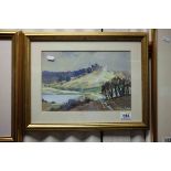 Michael Long, Acrylic, Castle on a Hill, signed, 22cms x 31cms, framed and glazed