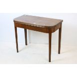 Early 19th century Mahogany Folding Tea Table raised on square tapering legs, 90cms wide x 72cms