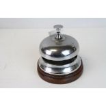 Vintage Shop / Hotel Desk Bell on Oak Base