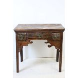 18th century Pine Lowboy with an arrangement of three drawers with shaped apron, 73cms wide x