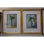 Bilbao Unanue, pair of framed still life paintings signed 25 x 17 cm .