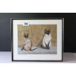 John B Duggan watercolour of two Siamese cats..18 x 24.