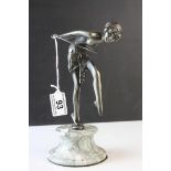 Metal Model of an Art Deco Style Figurine with a Hoop raised on a Marble Plinth, 23cms high