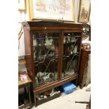 Edwardian Mahogany Display Cabinet, the twin glazed doors opening to reveal two glass shelves, above