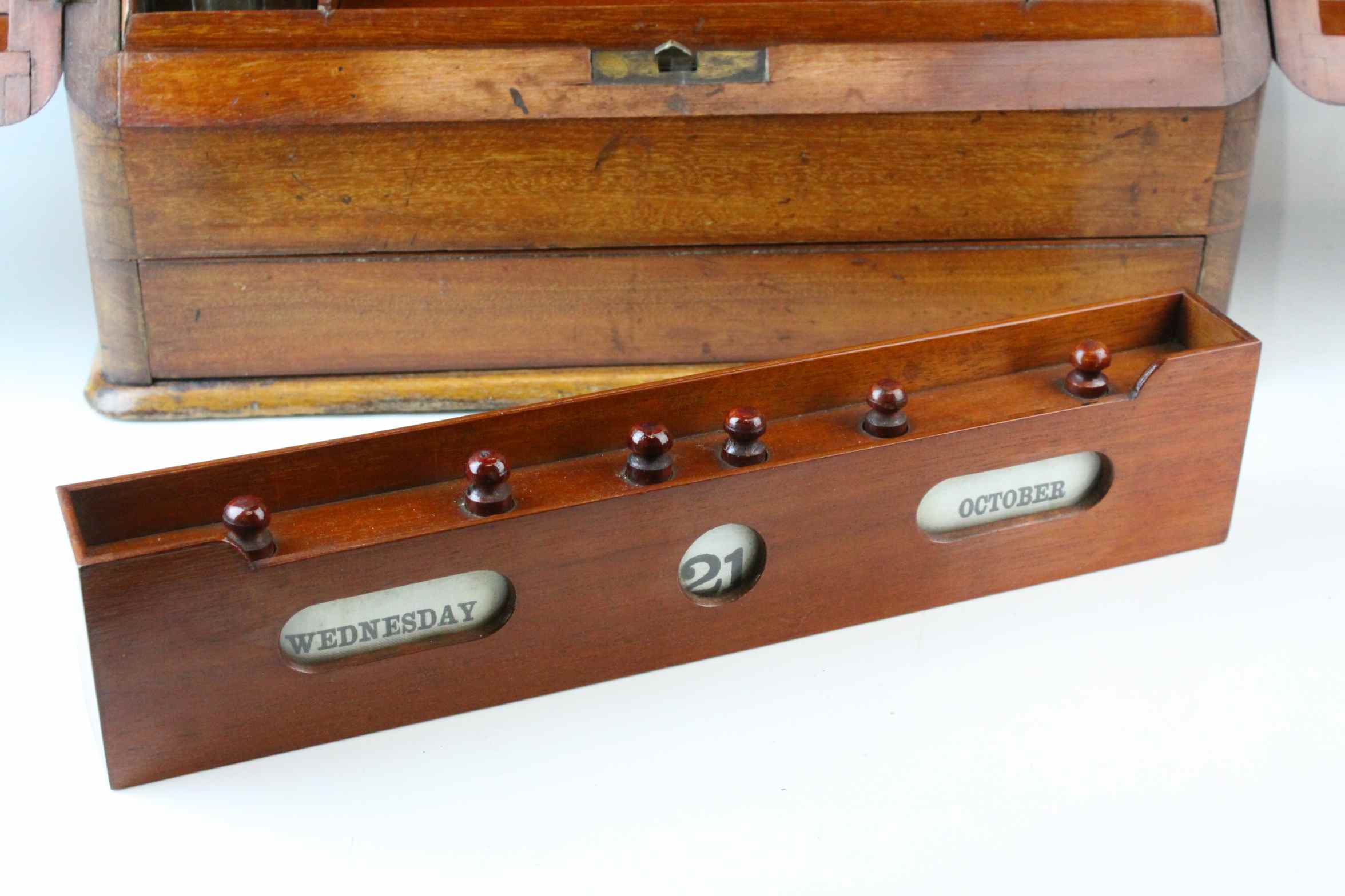 Victorian Mahogany Stationery Cabinet, the sloping front with two doors opening to reveal a fitted - Image 6 of 10