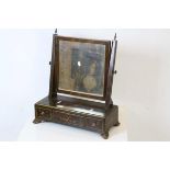 Regency Mahogany Swing Mirror with Three Small Drawers, with painted effect finish including Birds