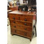 19th century Mahogany Chest of Two Short over Three Long Drawers with ebonised stringing and
