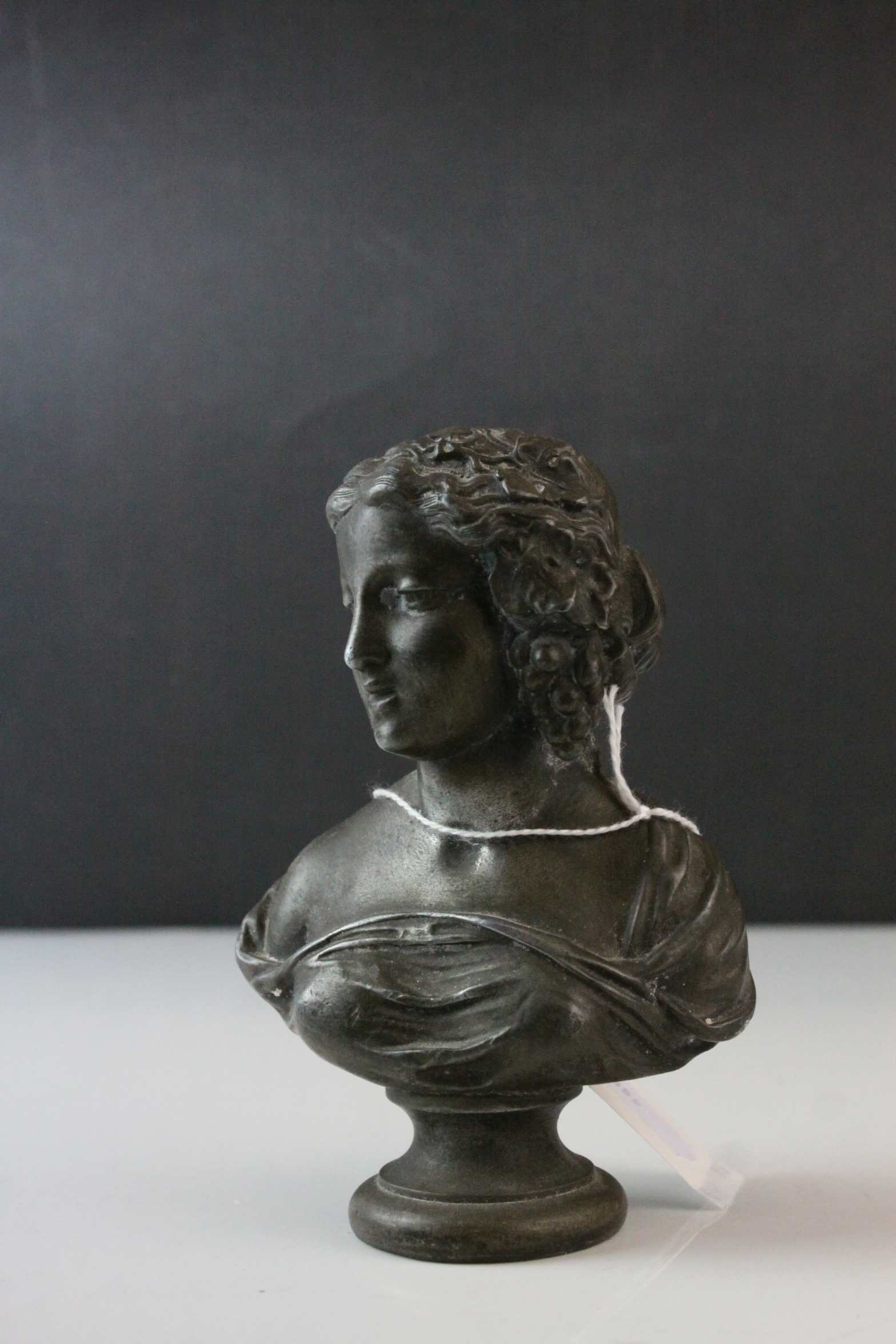 Two 19th century Spelter Busts of Classical Ladies, 14cms high - Image 6 of 8