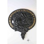 Metal Plaque marked Great Western Railway Company, 31cms high