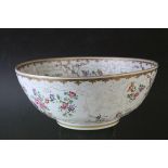 Chinese Export Famille Rose Porcelain Bowl, with floral enamel decoration, 25cms diameter