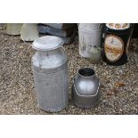 Aluminium Milk Churn with Lid stamped ' H A Job Ltd, Didcot ' plus another Churn