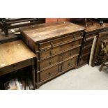 Oak Chest of Four Long Moulded Panelled Drawers, raised on bracket feet, late 17th century and