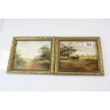 Two Gilt Framed Pictures, Horse and Hounds Hunting Scene plus a Sailing Boat on a Lake