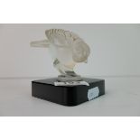 Art Deco Style Glass Bird raised on a black square plinth, 11cms high