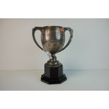 Silver Trophy ' Talybont Xmas Fat Stock Show Champion ' 1937, raised on a Bakelite Stand,